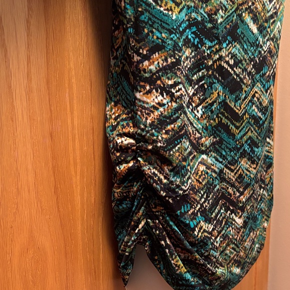 Susan Graver Liquid Knit Teal and Black Chevron Cowl Neck Tunic Blouse XXS - Picture 5 of 9